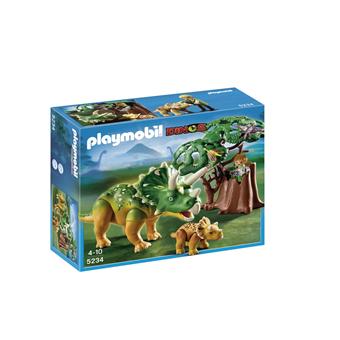 Playmobil Dinos 5234 pas cher, Tricératops et son petit avec arbre