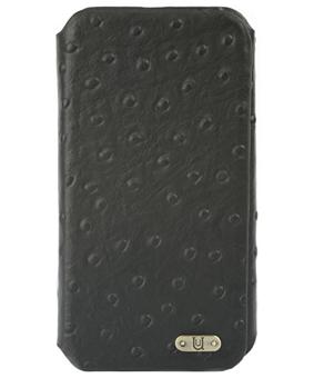 Uunique Coque clapet pour iPhone 4 & 4S - Noire effet Autruche - 1