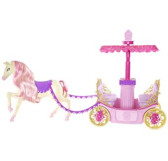 Carriage Carrosse Calèche et cheval Barbie 'au bal des 12 princesses' 2005