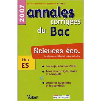 Annales corrigées Vuibert Bac Sciences économiques et sociales ES
