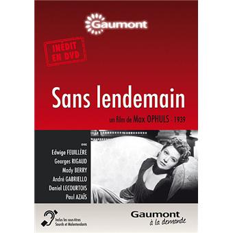 Sans lendemain DVD
