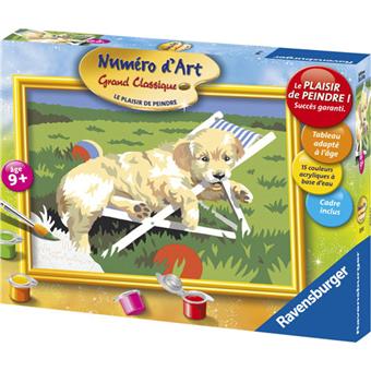 Ravensburger – CreArt Kids – Peinture Par Numéros Chiot Husky Et Chaton – Phosphorescent – Dès 7 Ans – 13x18 Cm