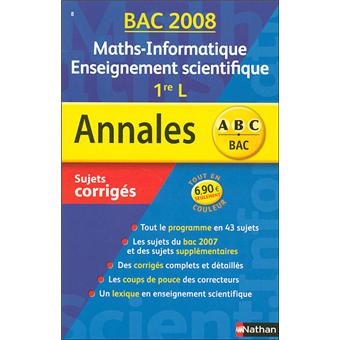 Annales Bac Sujets corrigés Mathématiques, informatique, enseignement scientifique 1ère L