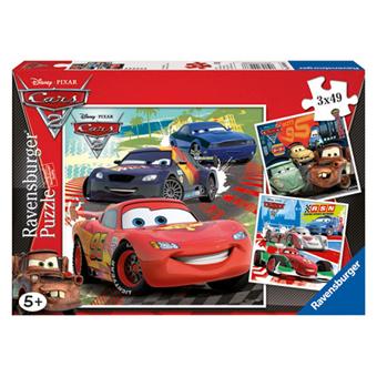 Disney Cars: sur le circuit - Disney Cars 3x49 pièces Puzzle - Ravensburger