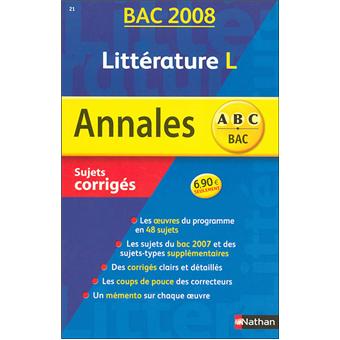 Annales Bac Sujets corrigés Littérature Term L