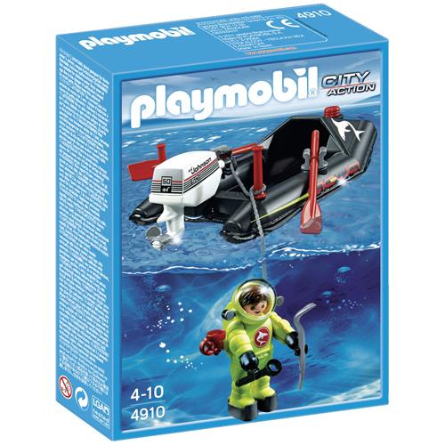 Playmobil City Action 4910 - Bateau Pneumatique Avec Scaphandrier