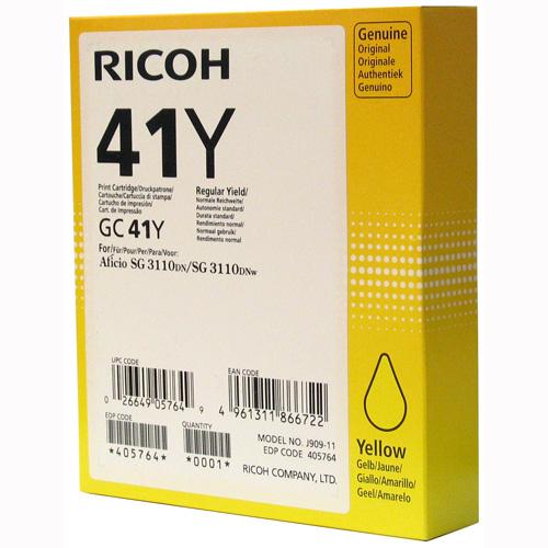 Ricoh GC41Y Yellow Standard Capacity Gel Ink Cartridge 2.2k pages -