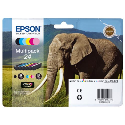 Cartouches d'encre Epson S&eacute;rie El&eacute;phant 24 - Multipack 6 cartouches 