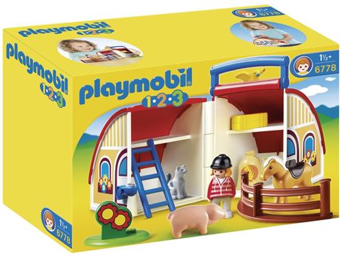 Playmobil 1.2.3. - 6962 - Ferme transportable avec animaux : Playmobil:  : Jeux et Jouets