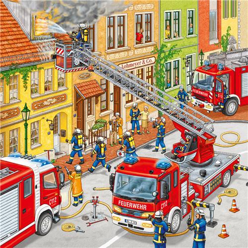Ravensburger Puzzle Les Pompiers au travail 3 x 49 pièces - Puzzle