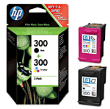Pack de 2 Cartouches d'encre HP 300 Noir et Trois Couleurs