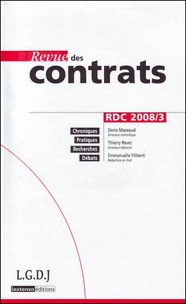 Revue des contrats n 3 - 2008 -  Collectif - broché