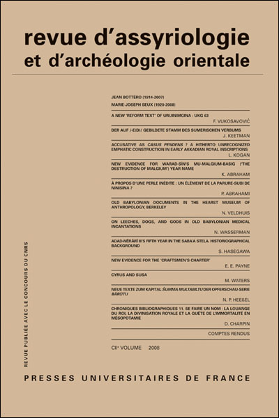 Rev. d'assyrio. et d'archéo. orient. 2008, vol. 102