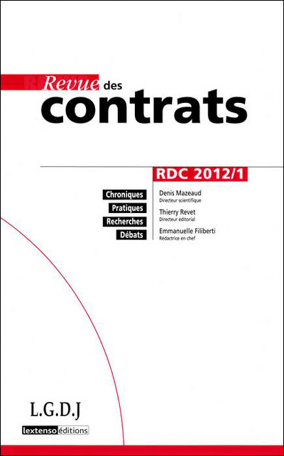 Revue des contrats n 1 - 2012