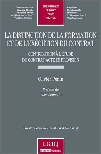 La distinction de la formation et de l'exécution du contrat - contribution à l'é