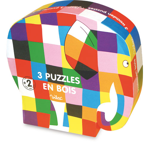 Vilac 3 puzzles évolutifs Elmer en bois - Puzzle - Achat & prix