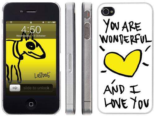 Lostdog Coque Fine Recyclable Pour Iphone 4 Coeur Jaune Blanc