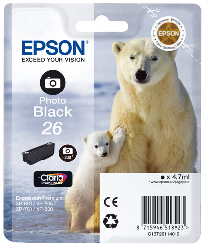 Cartouche d encre photo Epson Ours polaire Noir
