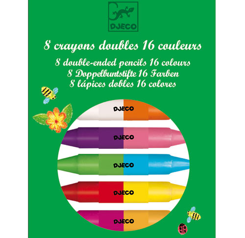 Djeco 8 Crayons Doubles 16 couleurs