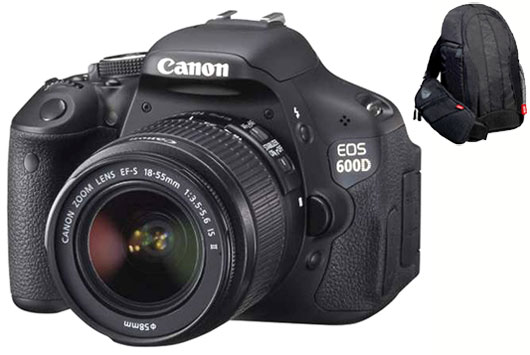 Canon EOS 600D + Obj. Canon EF-S IS 18 - 55 mm f/3.5 - 5.6 + Sac à Dos 300EG