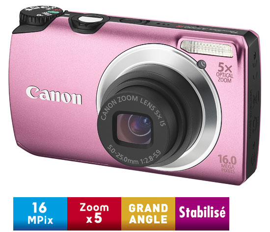 Canon PowerShot A3300 IS Rose - Appareil photo compact - Achat