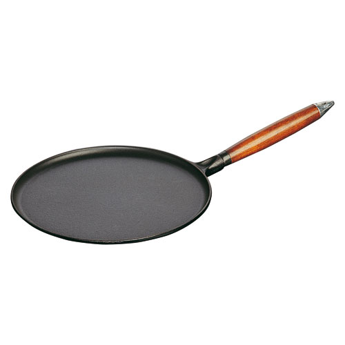 Staub - 1212823 - Crépière avec manche en bois - Noire - 28 cm
