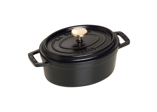Mini Cocotte Topf 250 ml oval schwarz