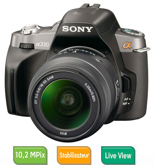 Sony Dslr-A330 Appareil Photo Reflex Numérique 10,2 Mpix Ecran 2,7" Stabilisé Boîtier Nu Noir