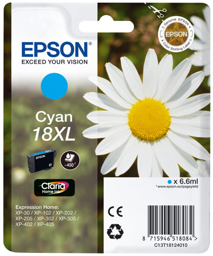 Cartouche d'encre Epson S&eacute;rie P&acirc;querette 18 XL - Cyan