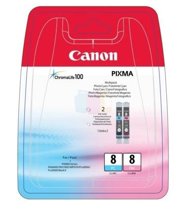 Cartouche Canon CLI-8 PC (Photo Cyan) + CLI-8 PM (Photo Magenta) Multipack 2 couleurs