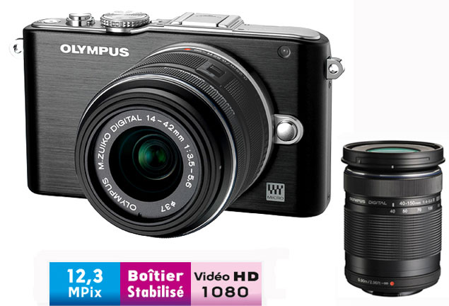 Olympus Pen E-Pl3 Noir + 2 Obj. Olympus M Zuiko Digital Noir Ed : 14 - 42 Mm F/3.5 - 5.6 II R + 40 - 150 Mm F/4.0 - 5.6 R