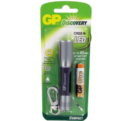 Porte-clé torche LED GP Discovery argent