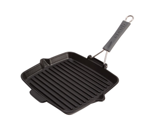 Staub - 1202123 - Gril Carré avec manche en silicone - Noir - 24 x 24 cm