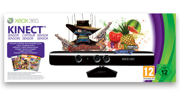 Kinect + Jeux Kinect Adventures, Fruit Ninja Et The Gunstringer Microsoft Pour Xbox 360