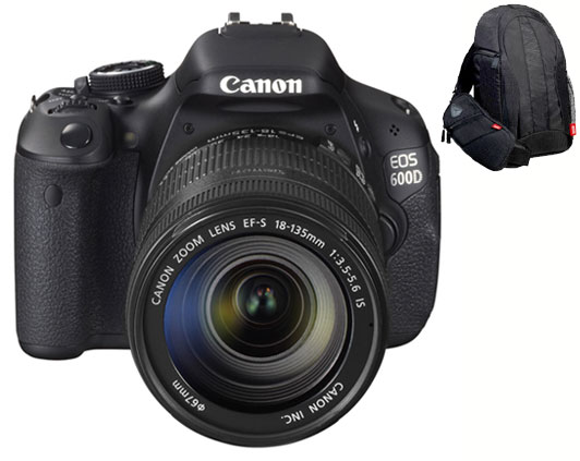 Canon EOS 600D + Obj. Canon EF-S IS 18 - 135 mm f/3.5 - 5.6 + Sac à Dos 300EG