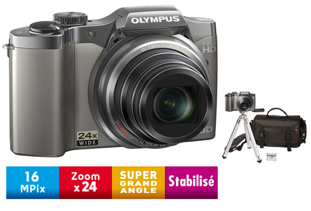 Olympus SZ-30MR Argent + Travel Kit : Fourre-Tout + 2ème Batterie + Trépied État correct - Olympus reconditionné disponible sur Fnac