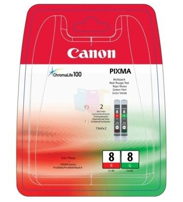 Cartouche Canon CLI-8 R (Rouge) + CLI-8 V (Vert) Multipack 2 couleurs