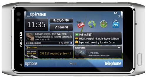 Nokia N8-00 - 3G smartphone - RAM 256 Mo / Mémoire interne 16 Go - microSD slot - écran OEL - 3.5\