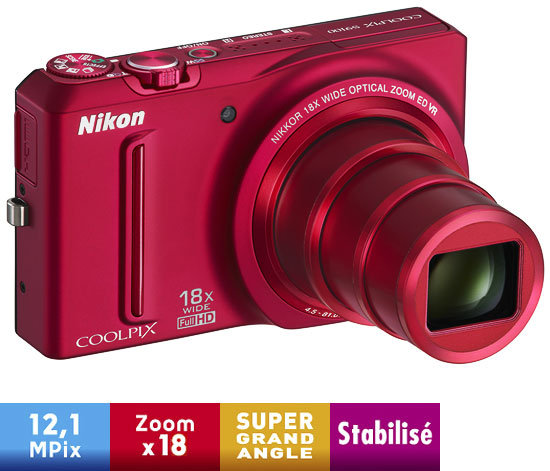Nikon CoolPix S9100 Rouge Ultra - Appareil photo compact - Achat