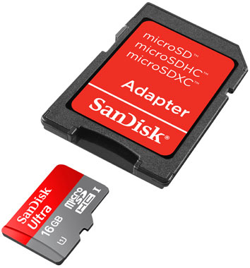 SanDisk Carte mémoire Mobile Ultra microSDHC 16 Go Class10 + Adaptateur SD