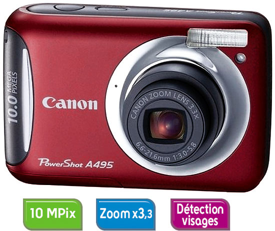 Canon Powershot A495 Rouge