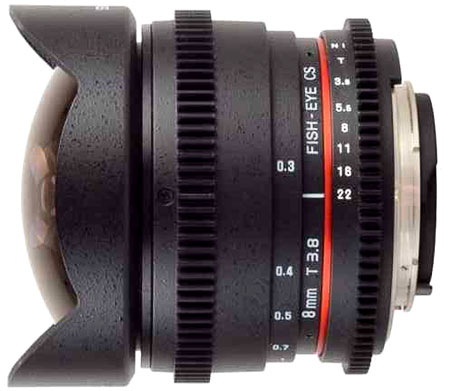 Objectif reflex vidéo Samyang VDSLR II 8mm T3.8 fisheye Noir pour Nikon
