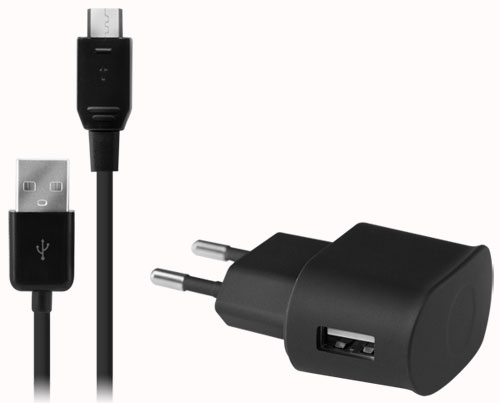Modelabs Chargeur secteur micro-USB+ câble - Noir