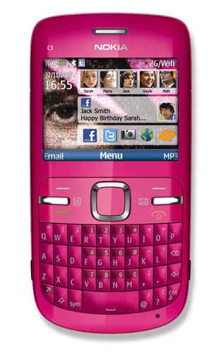 Nokia C3-00 - Téléphone de service - microSD slot - Écran LCD - 320 x 240 pixels - rear camera 2 MP - rose chaud