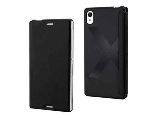 Muvit MFX Easy Folio Case - Flip cover voor mobiele telefoon - polyurethaan, polycarbonaat - zwart - voor Sony XPERIA M4 Aqua