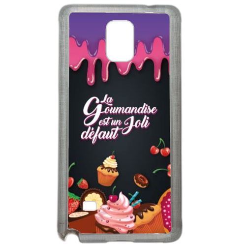 Coque La Gourmandise Est Un Joli Defaut Fond Noir 01 Compatible Samsung Galaxy Note 4 Transparent
