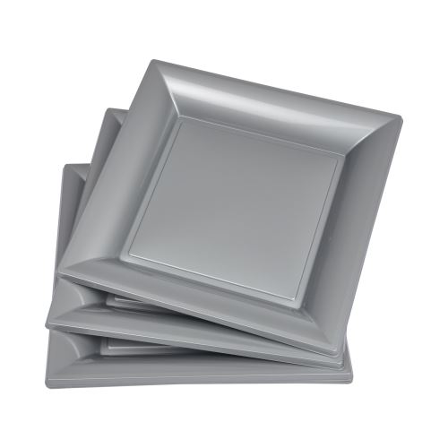 set 6 assiettes carrées ps 23cm - gris