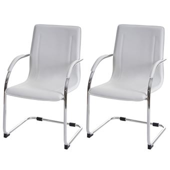 2x Chaise De Conference Samara Chaise Visiteurs Cantilever Similicuir Blanc Achat Prix Fnac