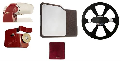 Berkel - Home Line 200 Rouge+Planche à Découper Inoxydable,Bois+Couverture Rouge+Extracteur de Lame+Affûteur pour Home Line