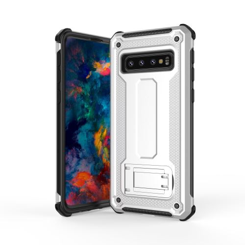 Coque en TPU hybride avec béquille argent/noir pour votre Samsung Galaxy S10